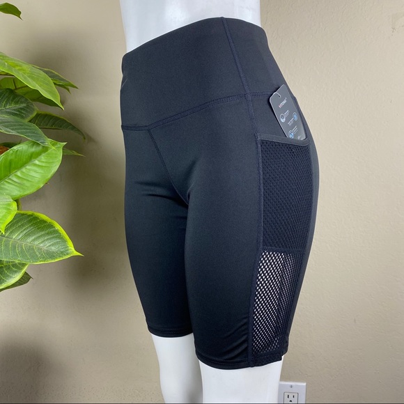 Black Active Wear Biker Short Net Legging - Picture 3 of 9